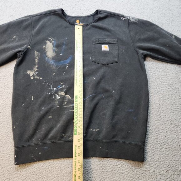 Carhartt Sweatshirt Mens Large Original 001 Black Paint Splatter Thrashed Grunge - Picture 4 of 11